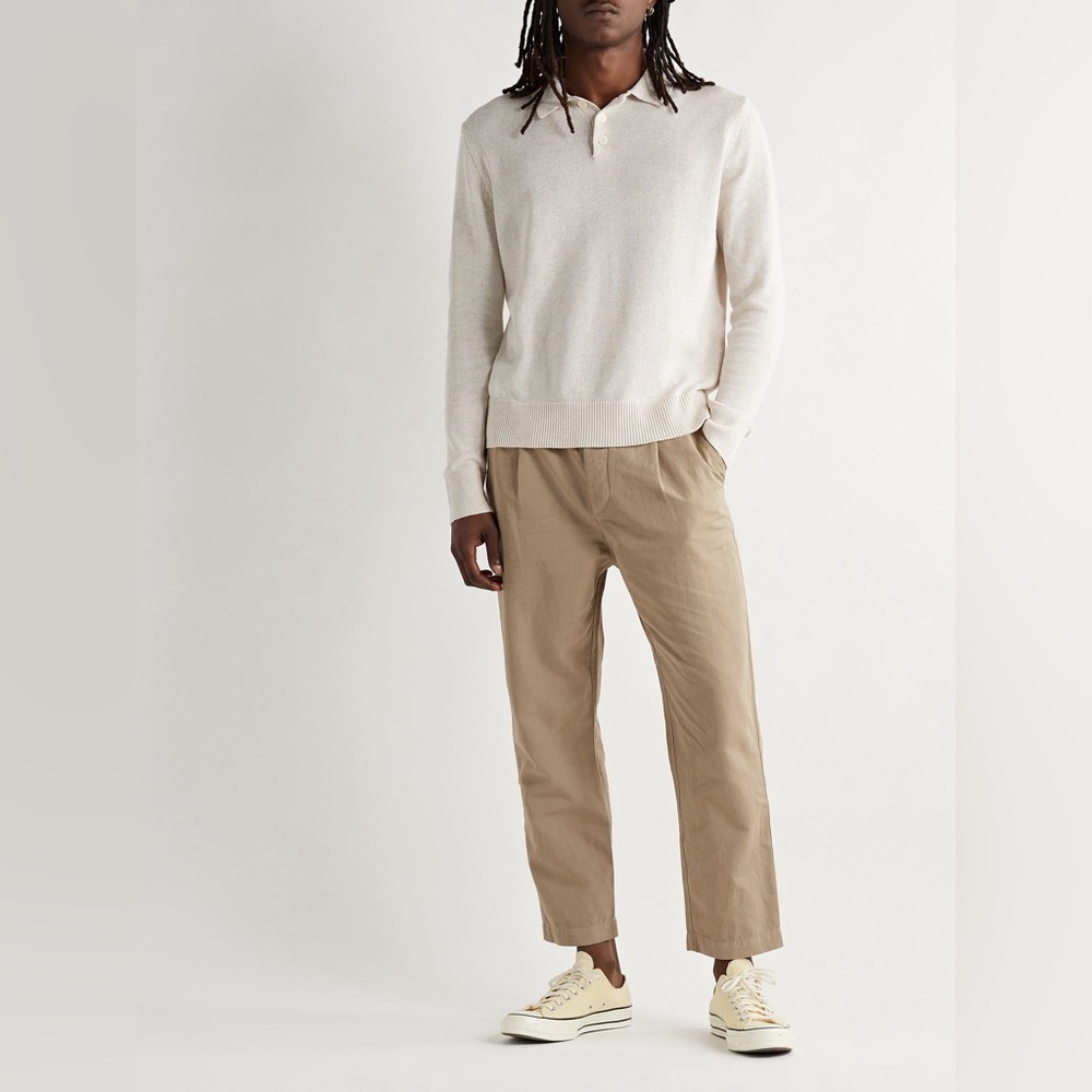 Alex Mill Straight-Leg Cropped Slub Cotton and Linen-Blend Drawstring Trousers